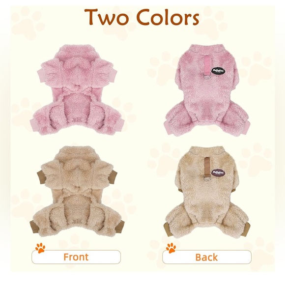 2 Pack Fuzzy Dog Cat Pajamas Small Warm Puppy Onesie Cats Pet Clothing Dogs - Picture 2 of 8